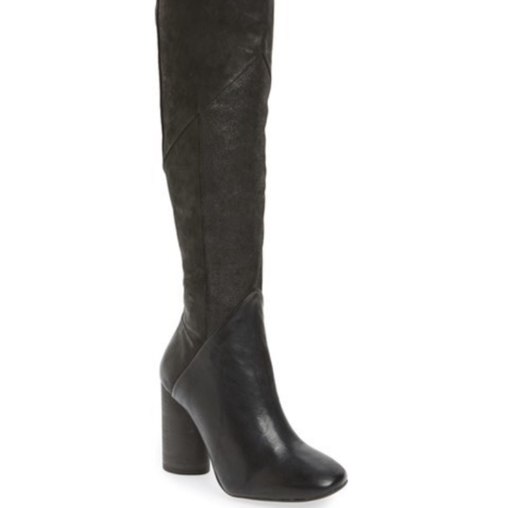 Free People Over the Knee Bright Lights Leather Patchwork Boots